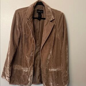 LONDONJEAN Women's Beige Velvet Blazer‎